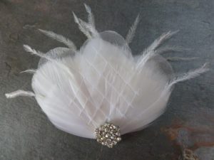 Bridal feather hair piece, accented with a beautiful rhinestone,  hair clip, hair comb - Image 4