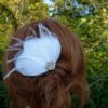 Bridal feather hair piece, accented with a beautiful rhinestone,  hair clip, hair comb