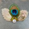 Ivory peacock feather hair accessory, ivory and natural peacock feather hair clip - Image 3