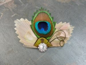 Ivory peacock feather hair accessory, ivory and natural peacock feather hair clip - Image 3