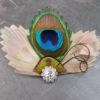 Ivory peacock feather hair accessory, ivory and natural peacock feather hair clip - Image 4