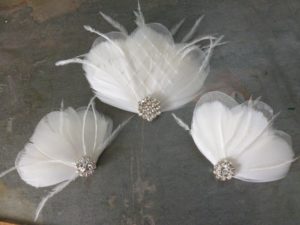 Bridal feather hair piece, accented with a beautiful rhinestone,  hair clip, hair comb - Image 5