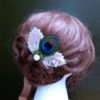 Ivory peacock feather hair accessory, ivory and natural peacock feather hair clip