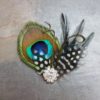 Bridesmaids peacock polka dot feather hair clip, customizable - Image 2
