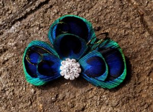 Small peacock hair piece, hair clip - Image 2