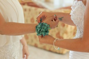 hydrangea wrist corsage