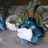 Peacock pearl wrist corsage