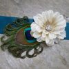 Peacock Sash pin, hair clip, bridesmaids, flower girls sash, avlbl in more colors