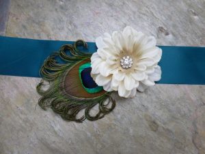 Peacock Sash pin, hair clip, bridesmaids, flower girls sash, avlbl in more colors - Image 3