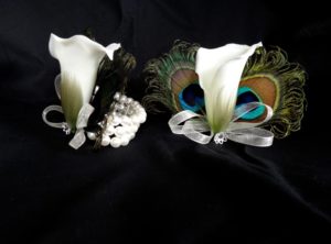 Calla lily wrist corsage with pearl bracelet, Customize calla lily and ribbon colors - Image 2