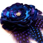 Purple blue satin hair clip, hair accessory, purple, blue satin flower hair piece