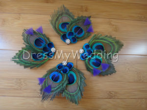 Peacock feather hair clip, customizable