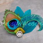 Peacock teal feather hair piece "Anni", peacock hair clip, teal feather clip