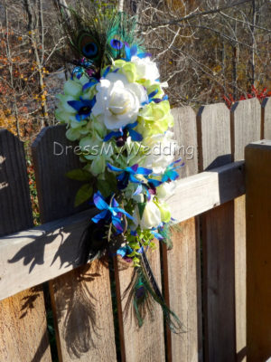 Purple blue orchid bouquet, hydrangeas, roses, peacock feather bouquet , dendrobium orchids - Image 3