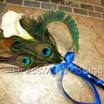 Bridesmaids calla lily peacock feather bouquet, customize to match your wedding colors
