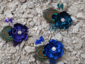Bridesmaids peacock feather hair clip "Mary", customizable - Image 3