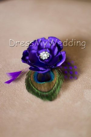 Bridesmaids satin peacock feather hair clip "Mary", customizable - Image 3