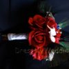 Real touch rose and white calla lily bridal bouquet with peacock feathers - Image 2