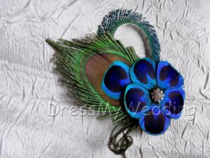 Peacock feather  hair clip "Elizabeth", bridal hair piece