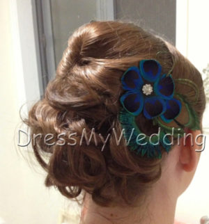 Peacock feather  hair clip "Elizabeth", bridal hair piece - Image 4