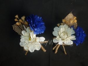 Rustic country corsage, cornflower daisy corsage with burlap, cobalt blue cream, wrapped with jute - Image 5