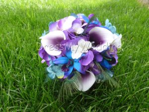 Purple hydrangea and picasso calla lily bouquet, small bridal bouquet, maid of honors or bridesmaids bouquet - Image 2