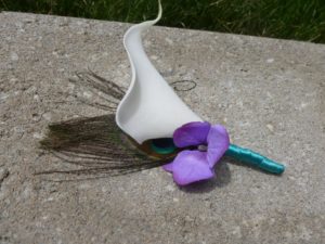 Peacock calla lily boutonniere,  customizable - Image 3