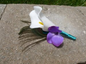 calla lily peacock boutonniere,  customizable - Image 2