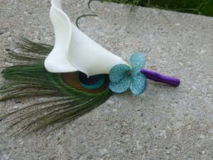 calla lily peacock boutonniere,  customizable - Image 3