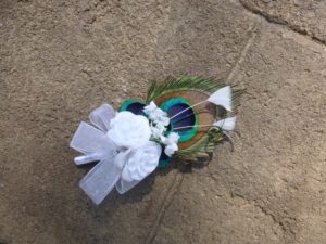 Peacock feather  boutonniere, corsage, customize to match your wedding colors - Image 2