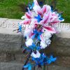 Cascading bouquet with tiger lilies and blue orchids - Image 5