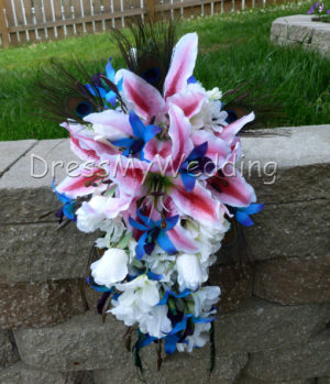 Blue orchid and tiger lily bouquet - Image 2