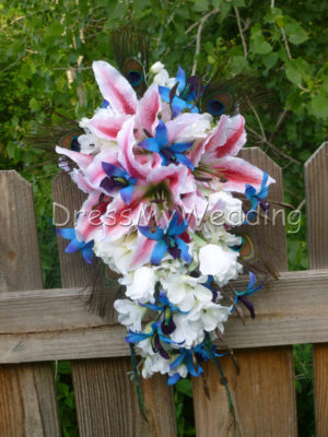 Blue orchid and tiger lily bouquet - Image 3