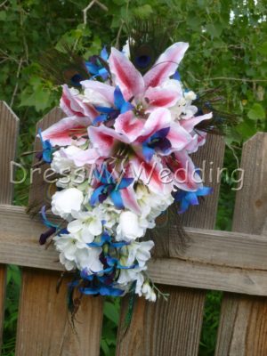 Blue orchid and tiger lily bouquet - Image 4