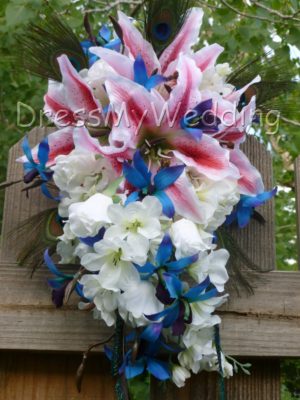 Blue orchid and tiger lily bouquet - Image 5