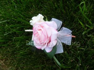 Real touch rose corsage, pink white rose corsage with starfish - Image 2