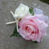Real touch rose corsage, pink white rose corsage with starfish