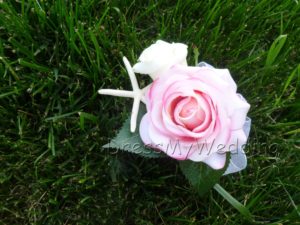 Real touch rose corsage, pink white rose corsage with starfish - Image 3