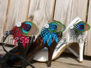 Peacock shoe clips, Customizable