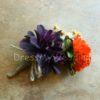 Purple, tangerine, orange corsage, boutonniere, button hole, eggplant purple, rustic country style, daisy, garden mum, burlap, jute - Image 2