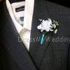 Baby's breath white flower stem boutonniere, groom's boutonniere - Image 4