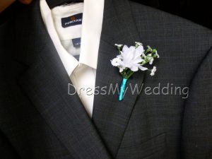 Baby's breath white flower stem boutonniere, groom's boutonniere - Image 4