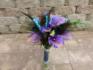 calla lily and peacock bouquet