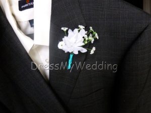 Baby's breath white flower stem boutonniere, groom's boutonniere - Image 2