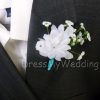 Baby's breath white flower stem boutonniere, groom's boutonniere