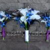 Real touch calla lily galaxy orchid bouquet with peacock feathers, purple blue orchids, calla lily bouquet - Image 5