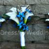 Real touch calla lily galaxy orchid bouquet with peacock feathers, purple blue orchids, calla lily bouquet - Image 4