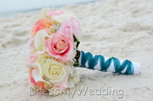 Real touch rose, calla lily,  hydrangea bouquet, light pink, peach, cream and white real touch flower bouquet, artificial bouquet - Image 2