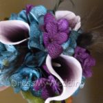 Teal plum hydrangeas, picasso calla lily small bridesmaids bouquet