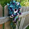 Teal cascading bouquet with plum picasso calla lilies, teal, plum purple, hydrangea bouquet - Image 2